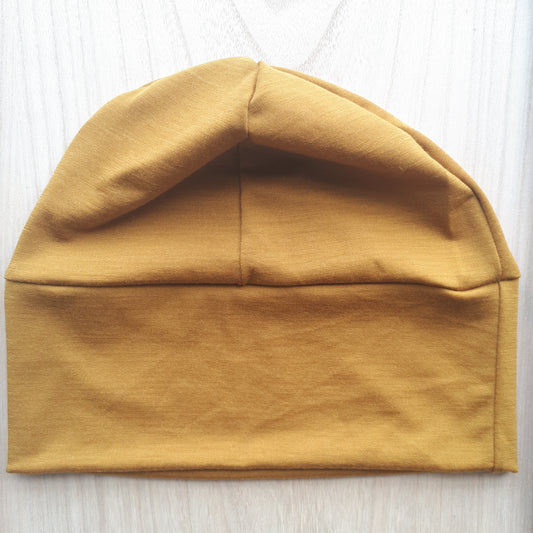 Ochre yellow merino beanie
