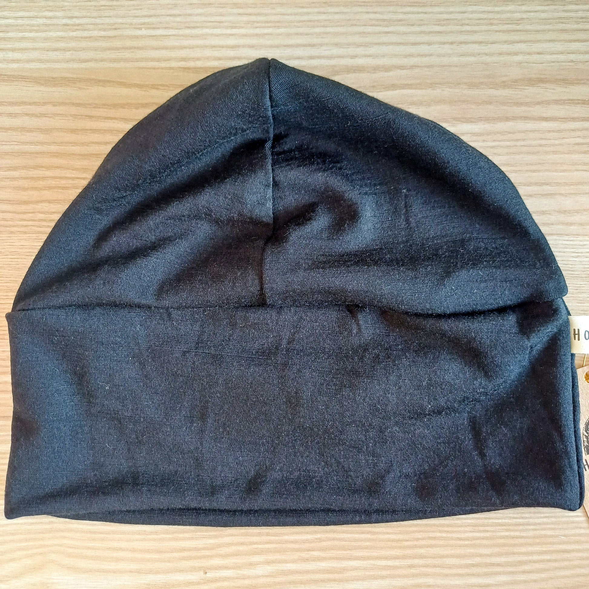 Black merino beanie