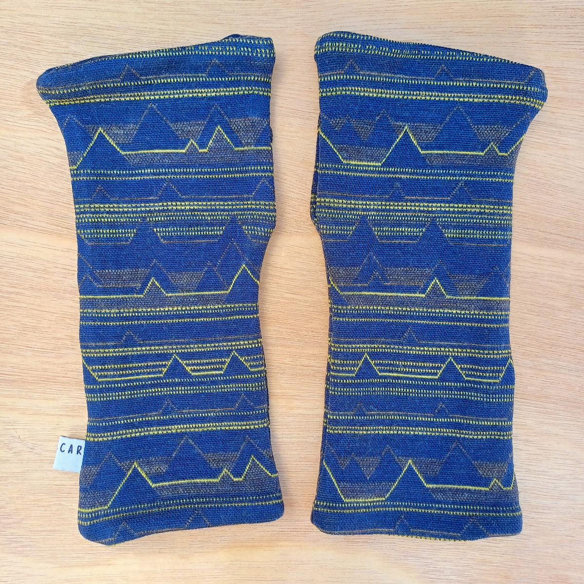 Fingerless Gloves - Blue Jacquard