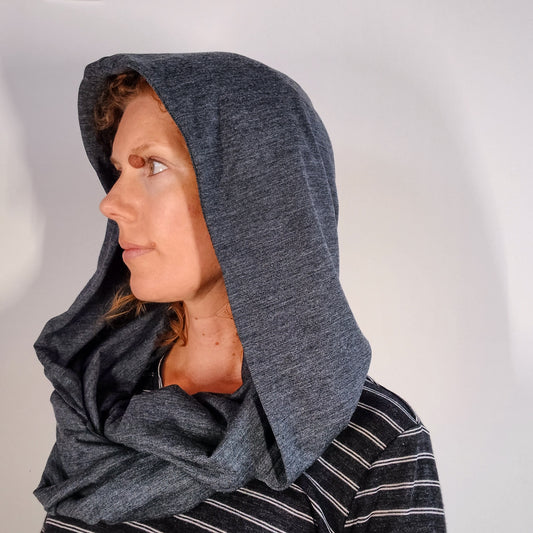 Merino Hoodscarf BIG Hood - Charcoal