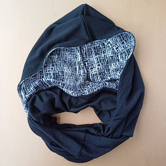 Merino Hoodscarf - Black Night