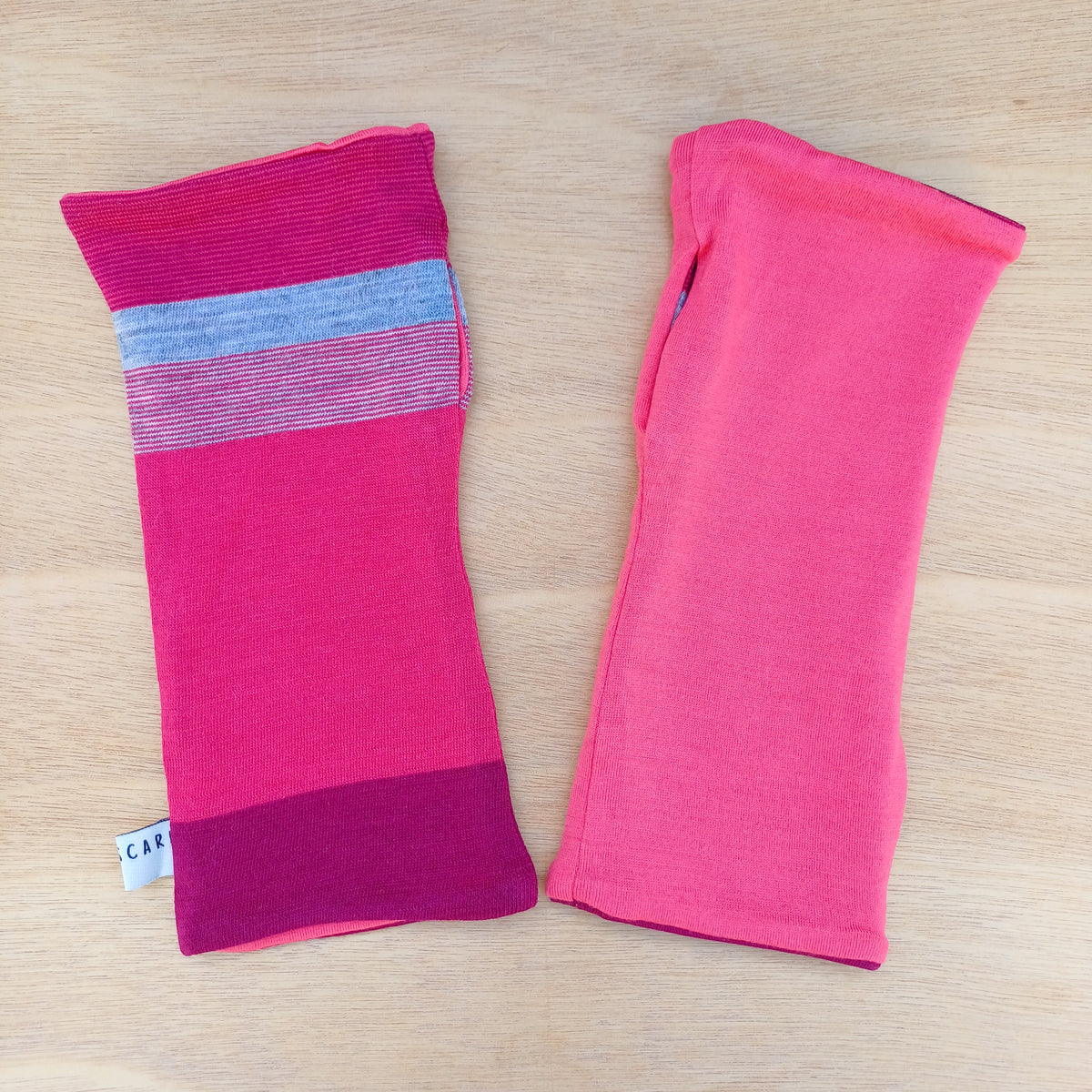 Fingerless Gloves - Pink Stripe