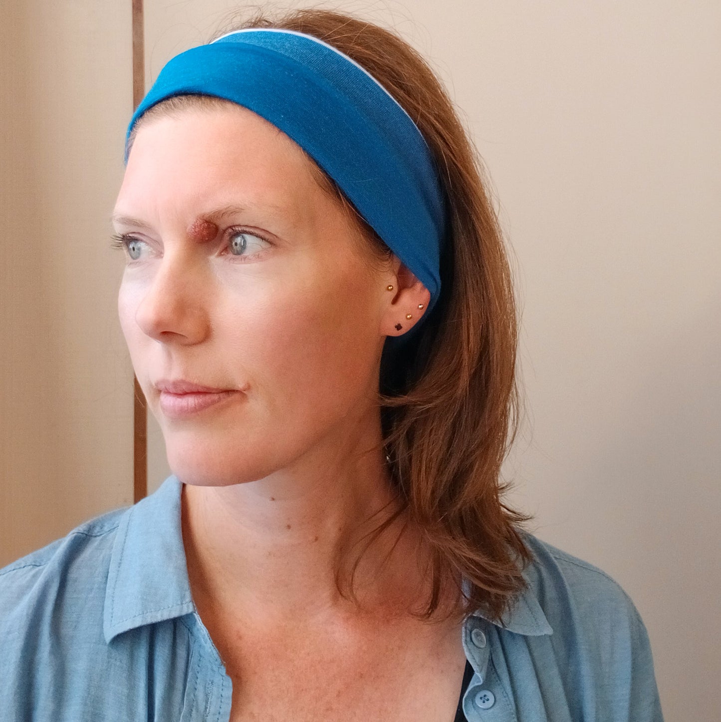 Merino Headband - Blue and White Stripe