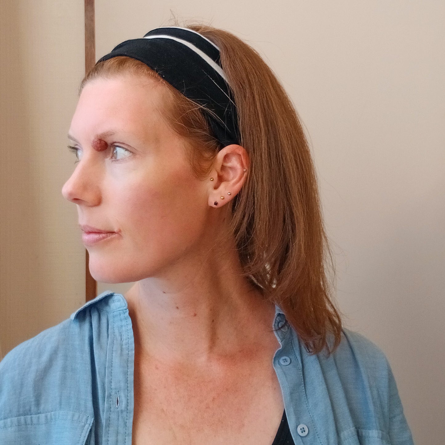 Merino Headband - Black and White Stripe