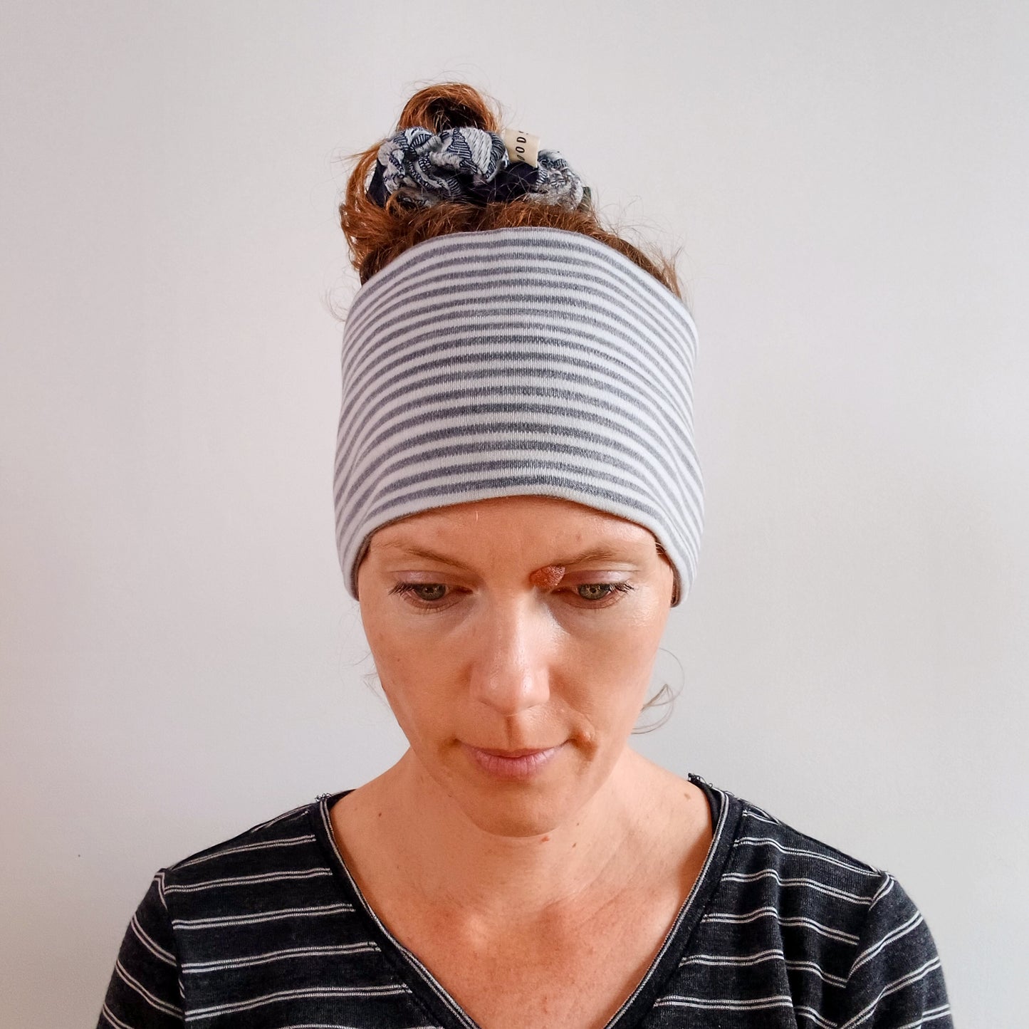 Merino Headband - Grey Marl Stripe