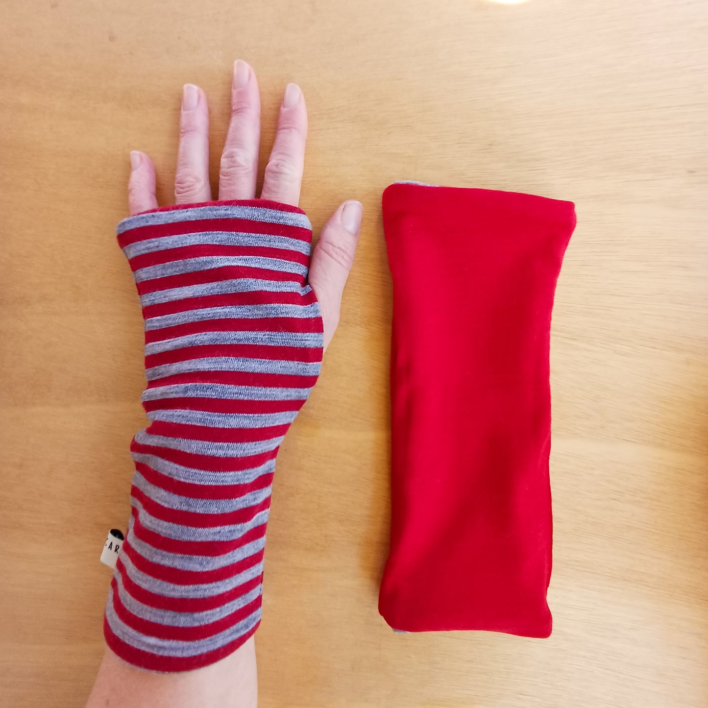Fingerless Gloves - Cherry Stripe