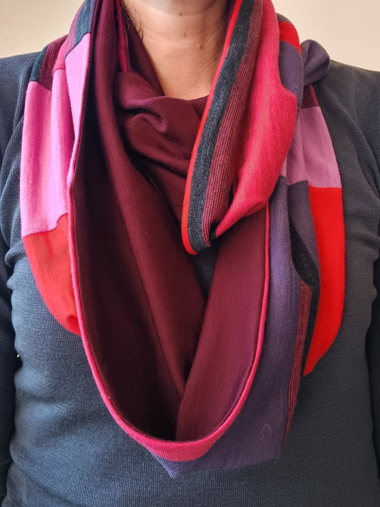 Patchwork Loop Scarf - Pink Wine