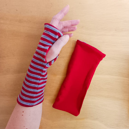 Fingerless Gloves - Cherry Stripe