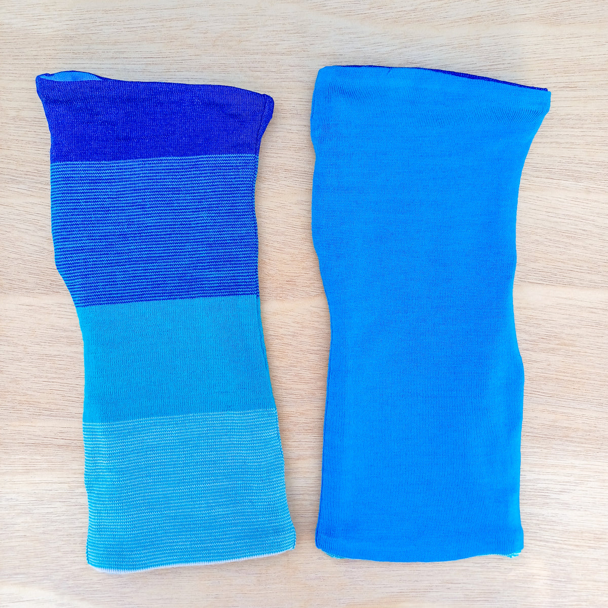 Fingerless Gloves - Turquoise Stripe