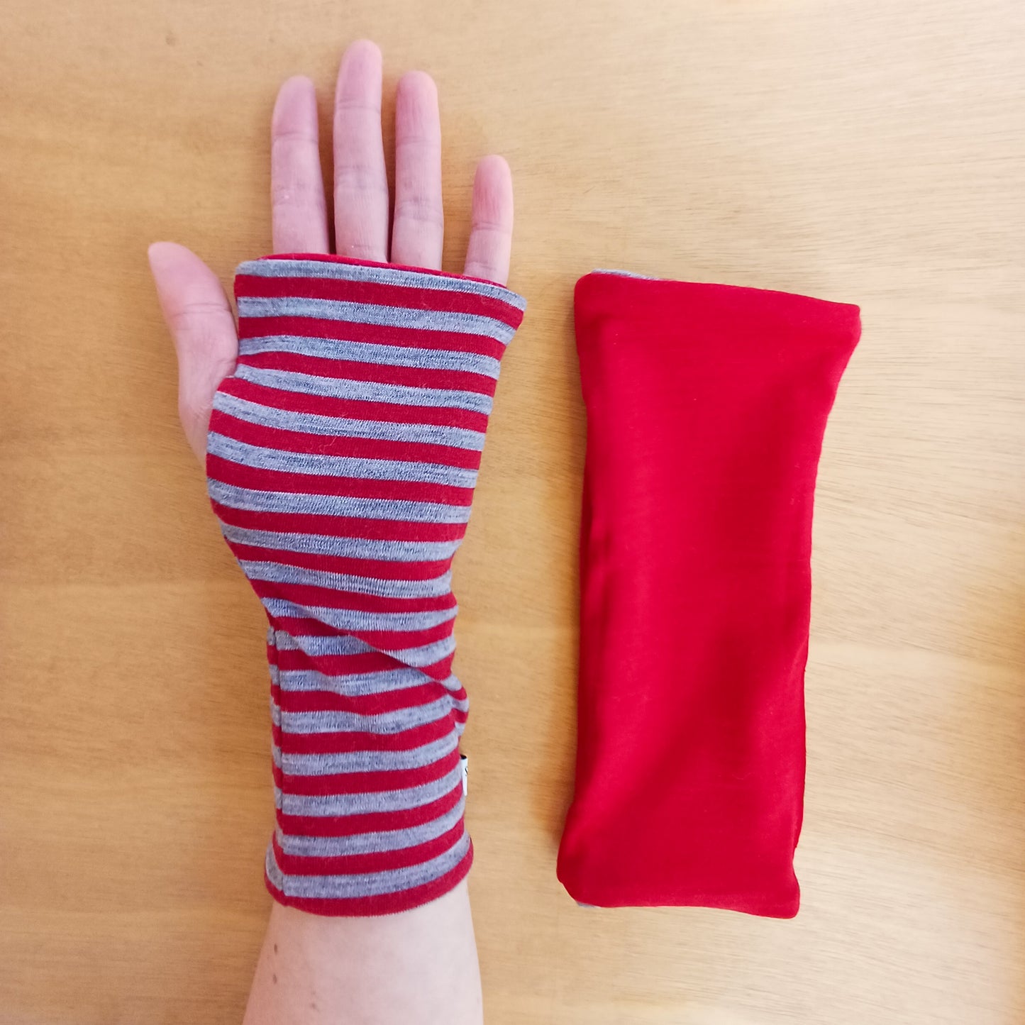 Fingerless Gloves - Cherry Stripe