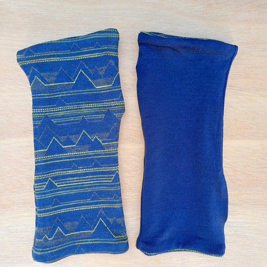 Fingerless Gloves - Blue Jacquard