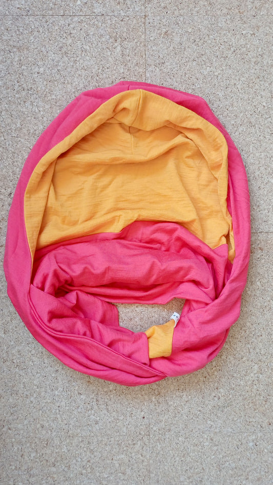 Merino Hoodscarf - Pink Sunset