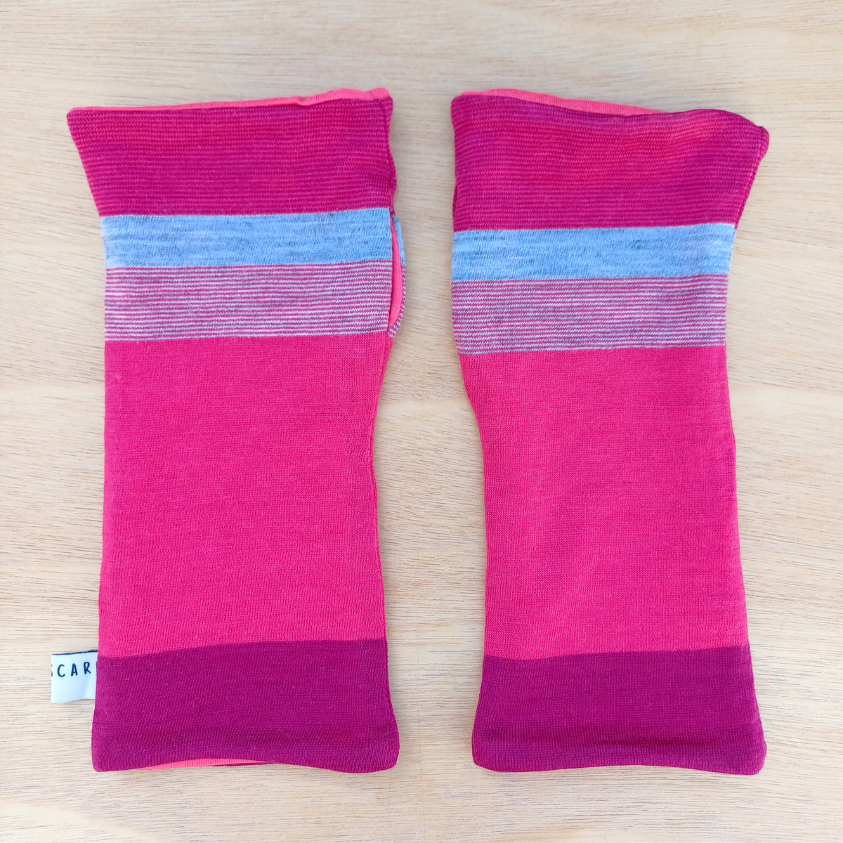 Fingerless Gloves - Pink Stripe