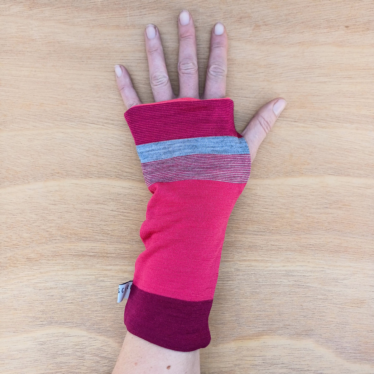 Fingerless Gloves - Pink Stripe