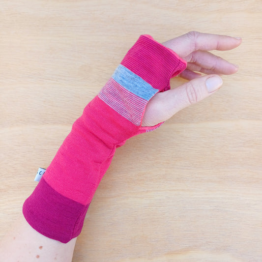 Fingerless Gloves - Pink Stripe