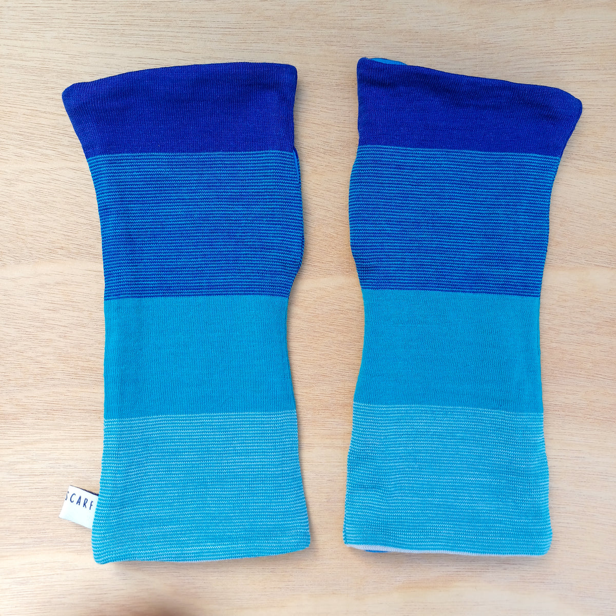 Fingerless Gloves - Turquoise Stripe