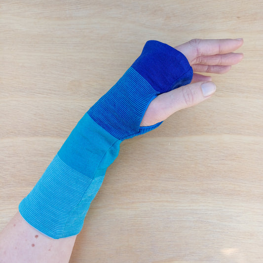 Fingerless Gloves - Turquoise Stripe