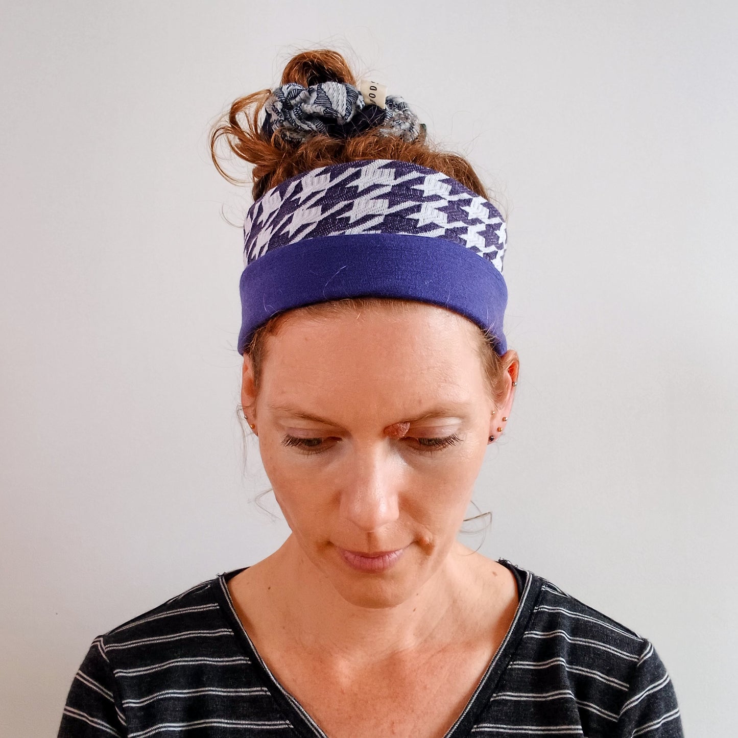 Merino Headband - Purple Houndstooth