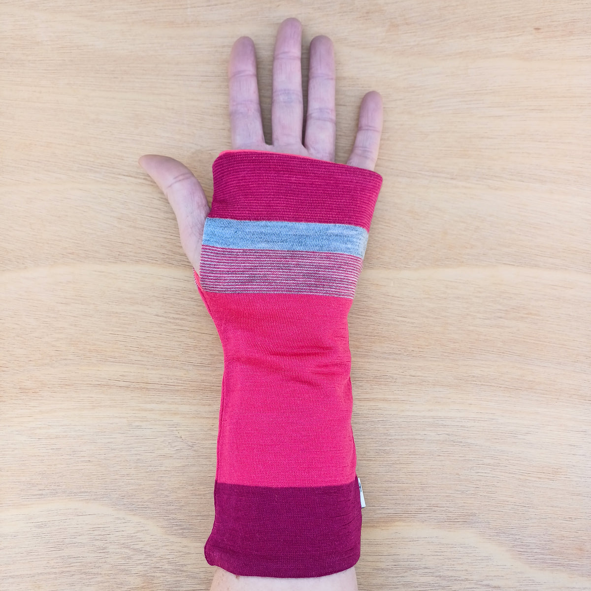 Fingerless Gloves - Pink Stripe