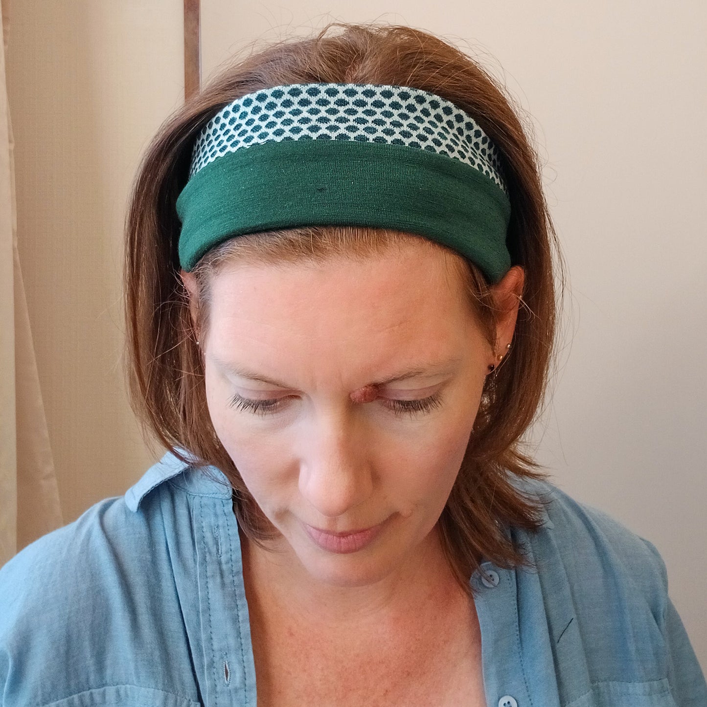 Merino Headband - Forest Dot